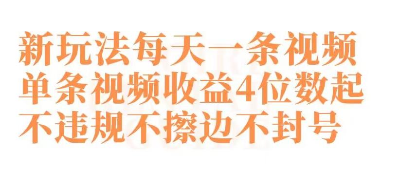 快手新玩法每天一条视频单条视频收益4位数起不违规不擦边不封号【揭秘】-氚客吧