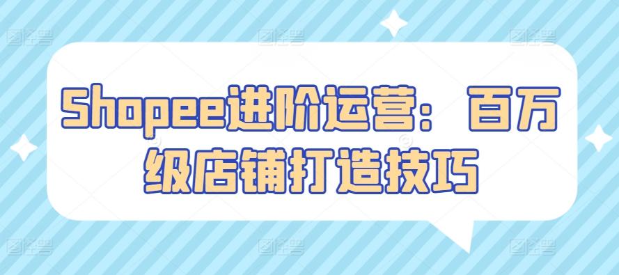 Shopee进阶运营：百万级店铺打造技巧-氚客吧