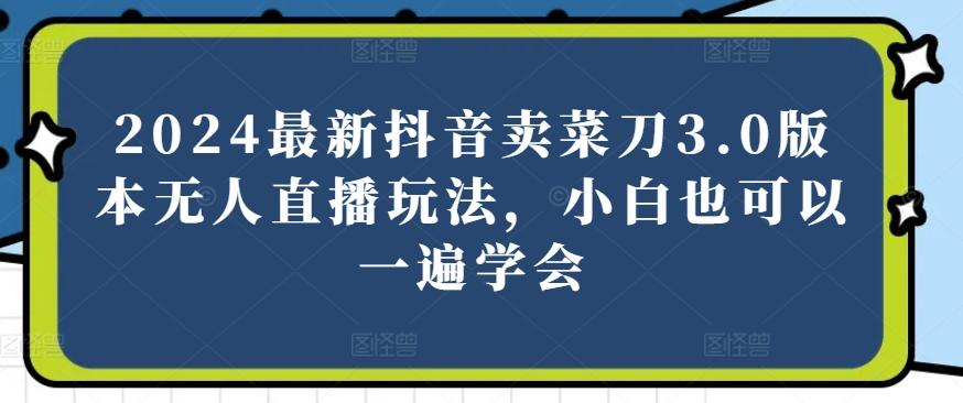2024最新抖音卖菜刀3.0版本无人直播玩法，小白也可以一遍学会【揭秘】-氚客吧