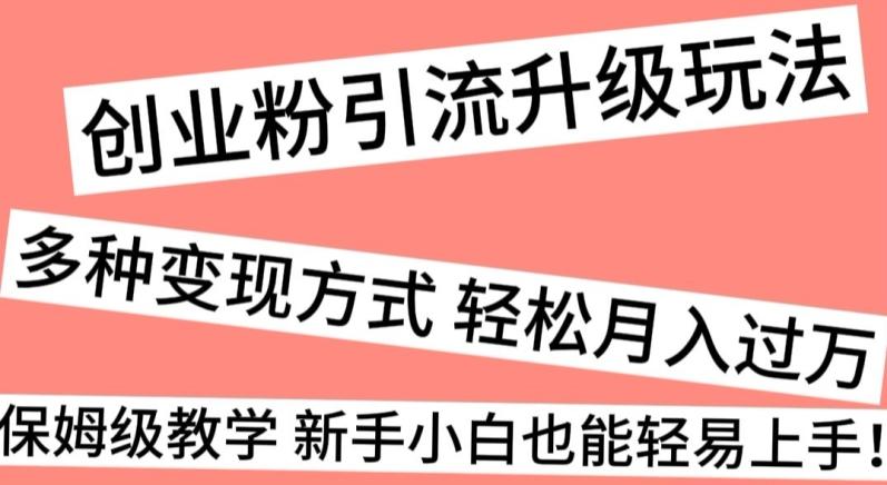 创业粉引流升级玩法，多种变现方式轻松月入过万，保姆级教学新手小白也能轻易上手！-氚客吧
