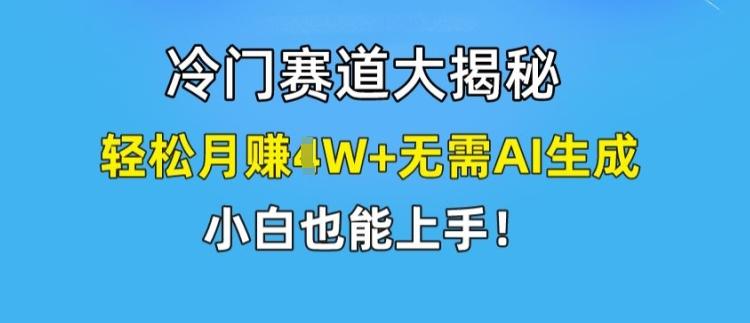 冷门赛道大揭秘，轻松月赚1W+无需AI生成，小白也能上手【揭秘】-氚客吧