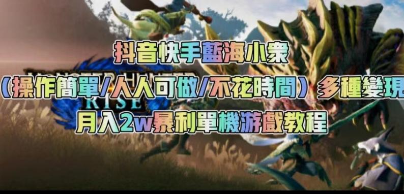 抖音快手蓝海小众（操作简单人人可做不花时间）多种变现月入2w＋暴利单机游戏教程-氚客吧
