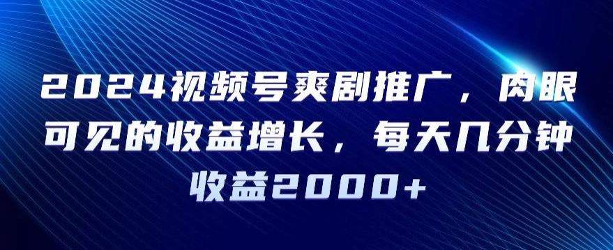 2024视频号爽剧推广，肉眼可见的收益增长，每天几分钟收益2000+【揭秘】-氚客吧