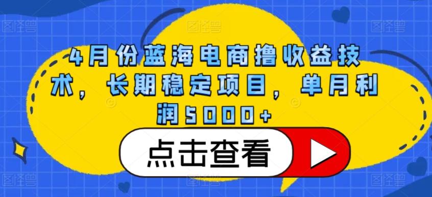 4月份蓝海电商撸收益技术，长期稳定项目，单月利润5000+【揭秘】-氚客吧