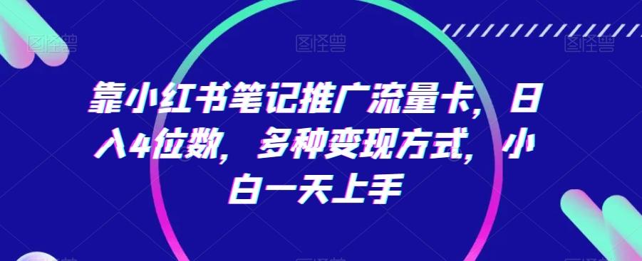 靠小红书笔记推广流量卡，日入4位数，多种变现方式，小白一天上手-氚客吧