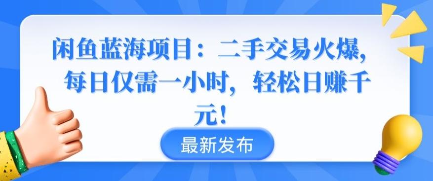 闲鱼蓝海项目：二手交易火爆，每日仅需一小时，轻松日赚千元【揭秘】-氚客吧