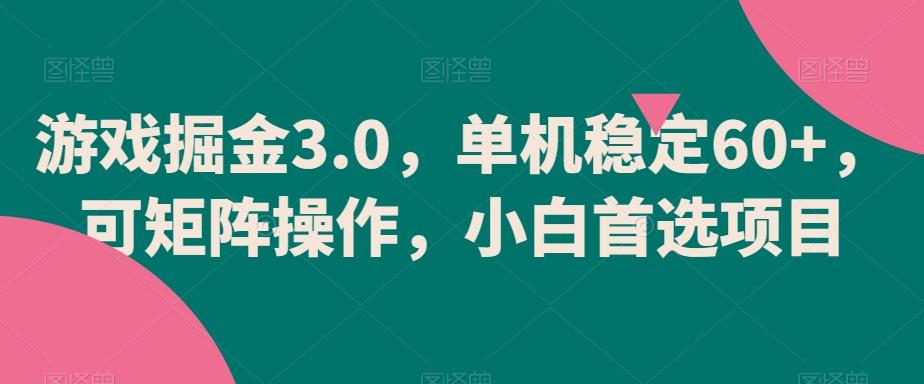 游戏掘金3.0，单机稳定60+，可矩阵操作，小白首选项目【揭秘】-氚客吧