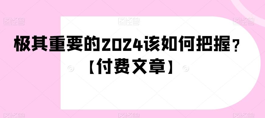 极其重要的2024该如何把握？【付费文章】-氚客吧