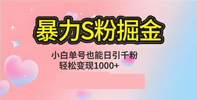 单人单机日引千粉，变现1000+，S粉流量掘金计划攻略-氚客吧