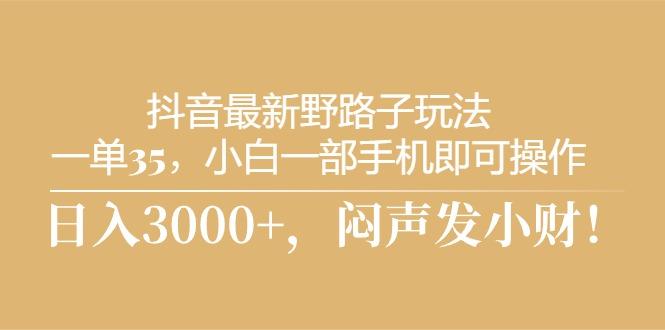 抖音最新野路子玩法，一单35，小白一部手机即可操作，，日入3000+，闷…-氚客吧