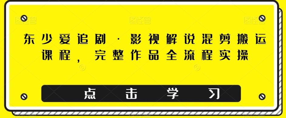 东少爱追剧·影视解说混剪搬运课程，完整作品全流程实操-氚客吧