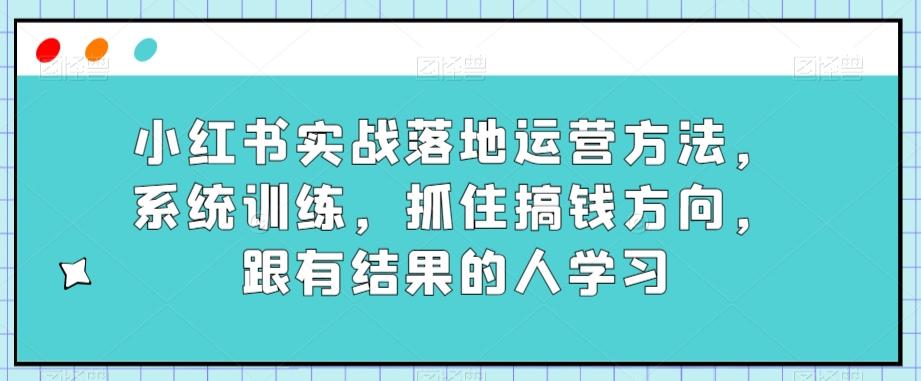 小红书实战落地运营方法，系统训练，抓住搞钱方向，跟有结果的人学习-氚客吧