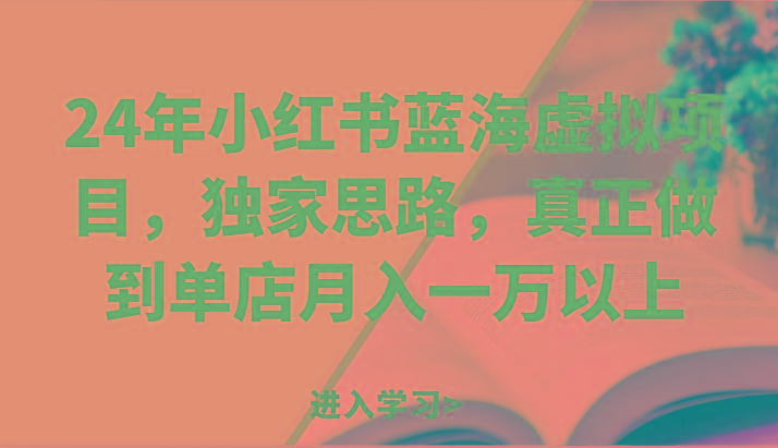 24年小红书蓝海虚拟项目，独家思路，真正做到单店月入一万以上。-氚客吧
