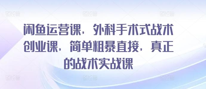 闲鱼运营课，外科手术式战术创业课，简单粗暴直接，真正的战术实战课-氚客吧