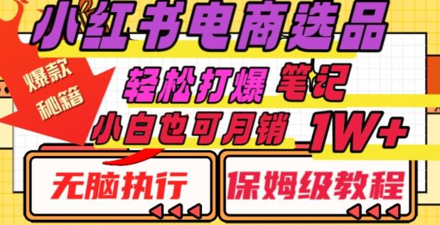 小红书电商爆款选品秘籍，帮你轻松打爆笔记，小白也可轻松月销10000+-氚客吧