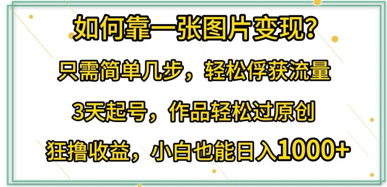 如何靠一张图片变现?只需简单几步，轻松俘获流量，3天起号，作品轻松过原创【揭秘】-氚客吧