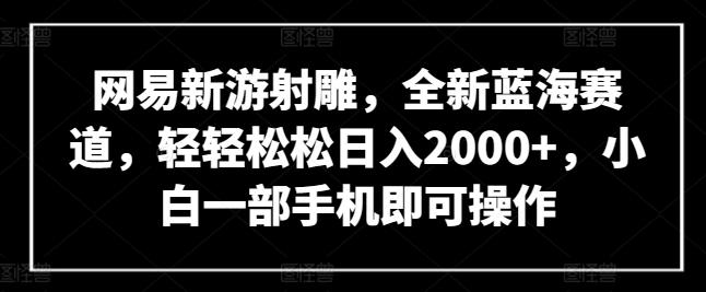 网易新游射雕，全新蓝海赛道，轻轻松松日入2000+，小白一部手机即可操作【揭秘】-氚客吧