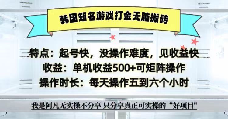 全网首发海外知名游戏打金无脑搬砖单机收益500+ 即做！即赚！当天见收益！-氚客吧