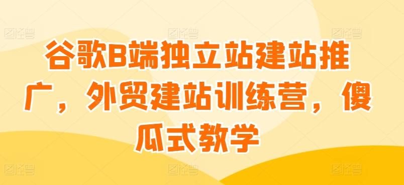 谷歌B端独立站建站推广，外贸建站训练营，傻瓜式教学-氚客吧