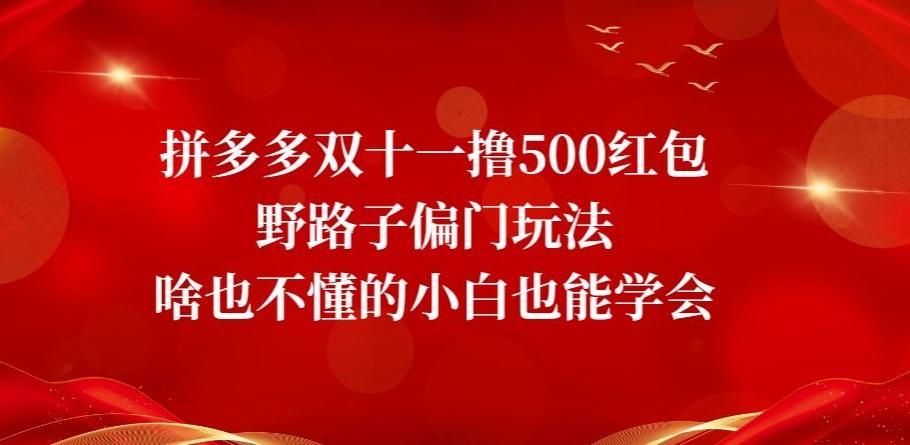 拼多多双十一撸500红包野路子偏门玩法，啥也不懂的小白也能学会【揭秘】-氚客吧