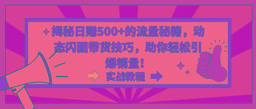 揭秘日赚500+的流量秘籍，动态闪图带货技巧，助你轻松引爆销量！-氚客吧